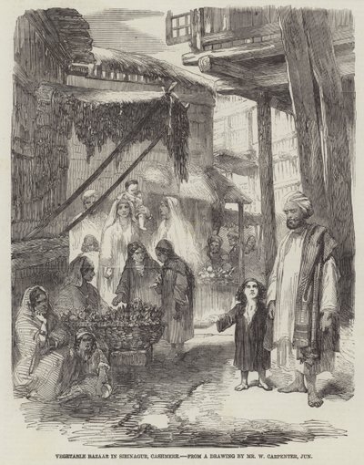 Vegetable Bazaar in Sirinagur, Cashmere by William Carpenter